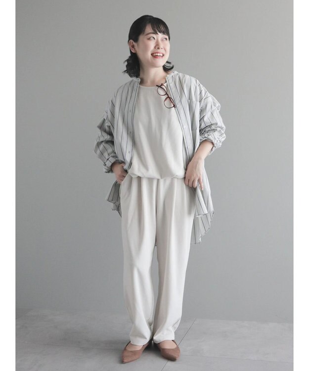 CRAFT STANDARD BOUTIQUE ８分丈ウエストタックオールインワン Ivory