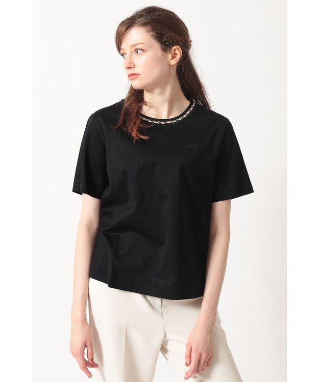 DAKS ミニハウスチェック襟 Tシャツ ブラック