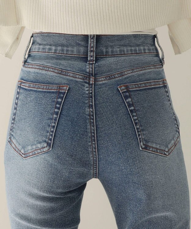 WEGO 【美脚パンツ】ストレッチフレアデニムパンツ デニム中濃色