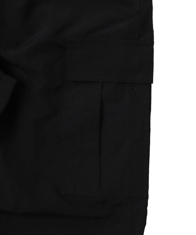 WEGO 【ウエストゴム/MLサイズ展開】ナイロンイージーカーゴパンツ ブラック