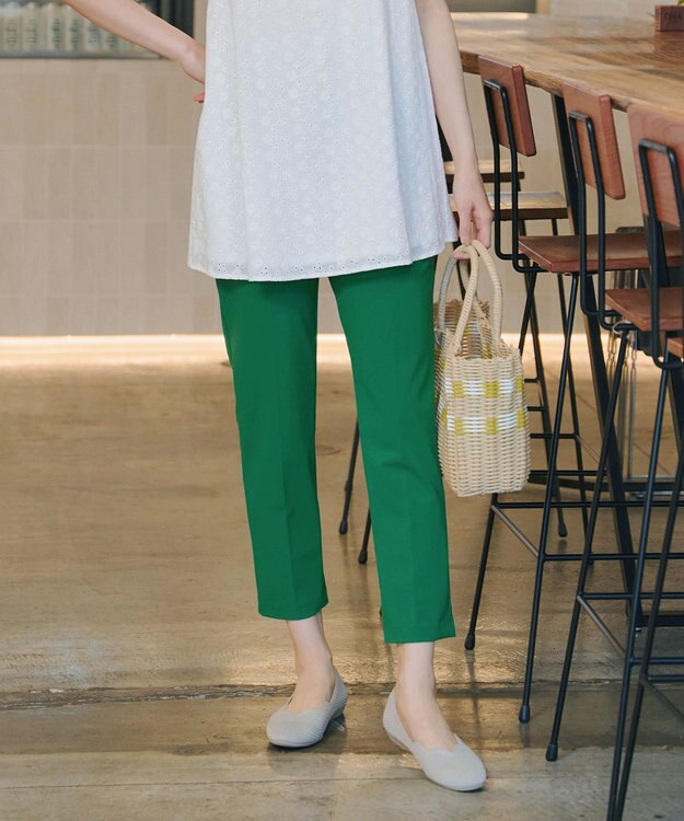 Tiaclasse L 日本製サーラドライ・テーパードパンツ グリーン