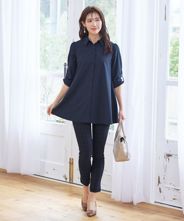 Tiaclasse 【洗える】ストレッチスリムパンツ ネイビー