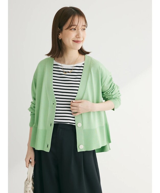 Green Parks 洗える　ショート丈カーディガン Green