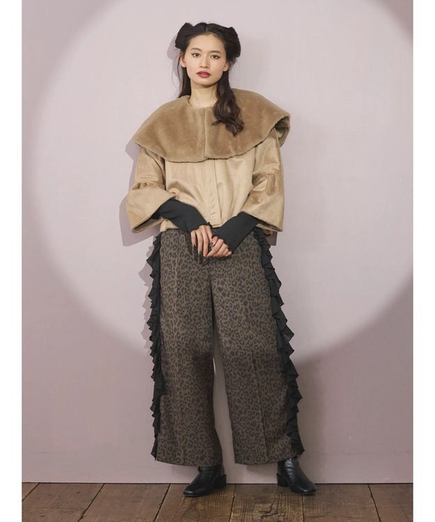 Green Parks ■ＥＳＣＡＲ　フラッフィーケープ付ショートコート Beige