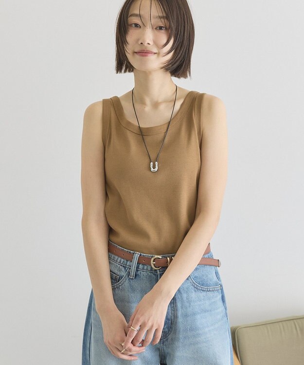 AMERICAN HOLIC テレコタンクトップ Dark Beige