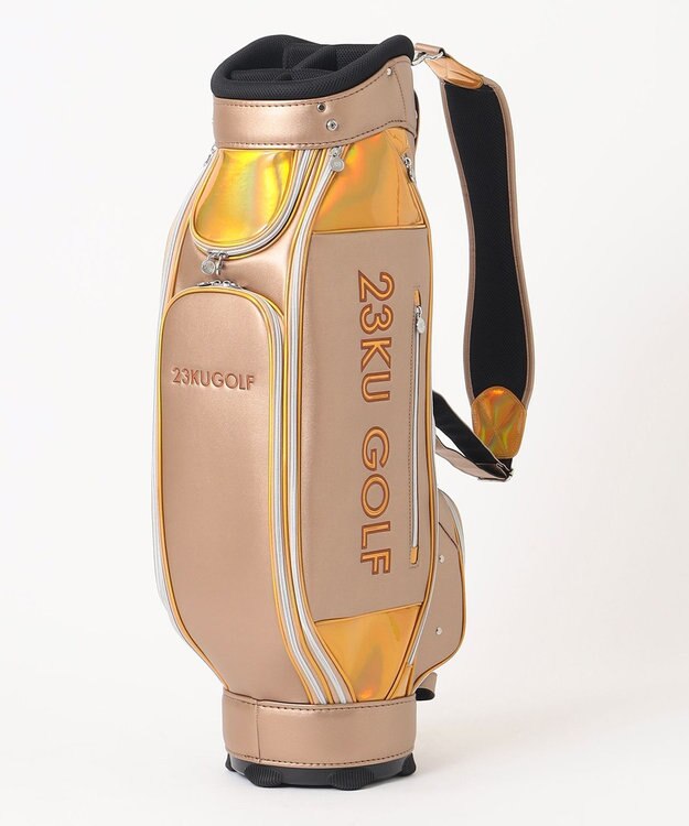 23区GOLF 主役級の華やかさ【UNISEX】ホログラム キャディバッグ 見た目・収納力・機能性抜群 ラウンドに最適！ ベージュ系