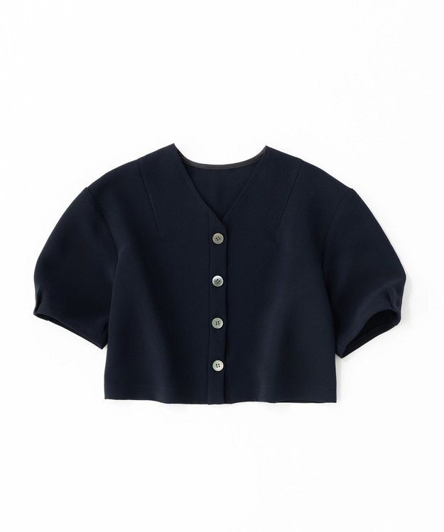 uncrave ウォッシャブルダブルクロス ブラウス ネイビー