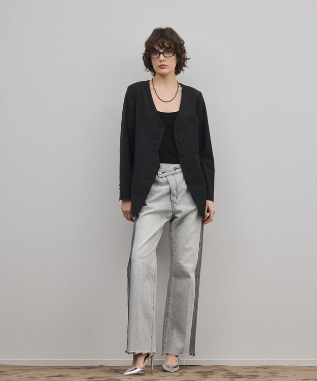 GRACE CONTINENTAL リメイクフレアデニムパンツ ブラック