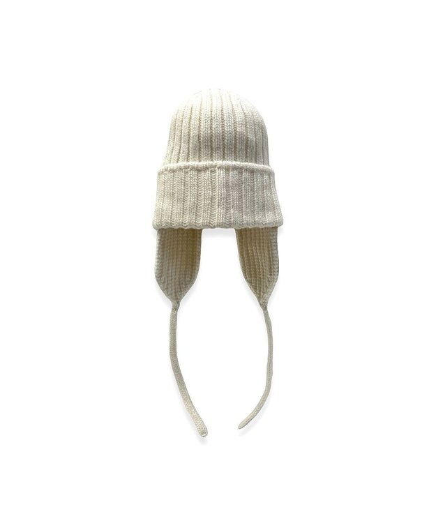 林八百吉商店 un chapeau  ニットワッチアビエーター ホワイト