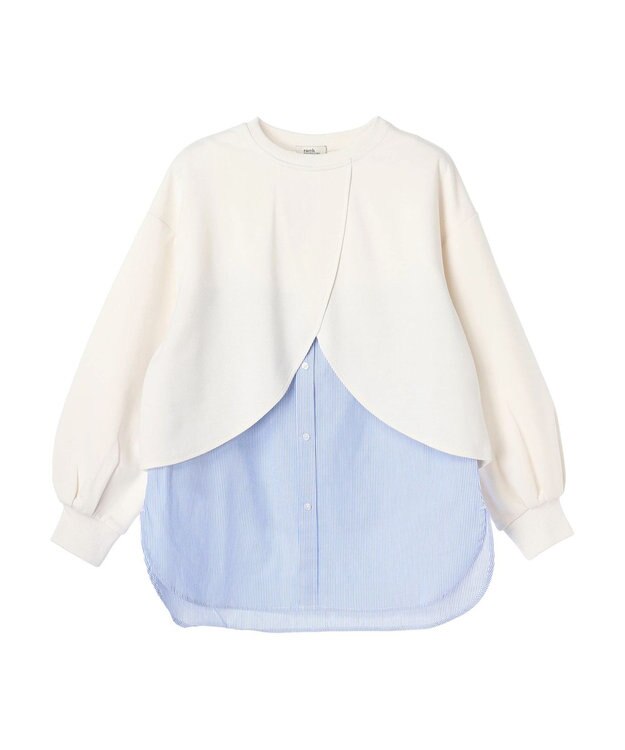 earth music&ecology ＳＥＴ２点カットプルオーバー＋シャツドッキングタンク Ivory