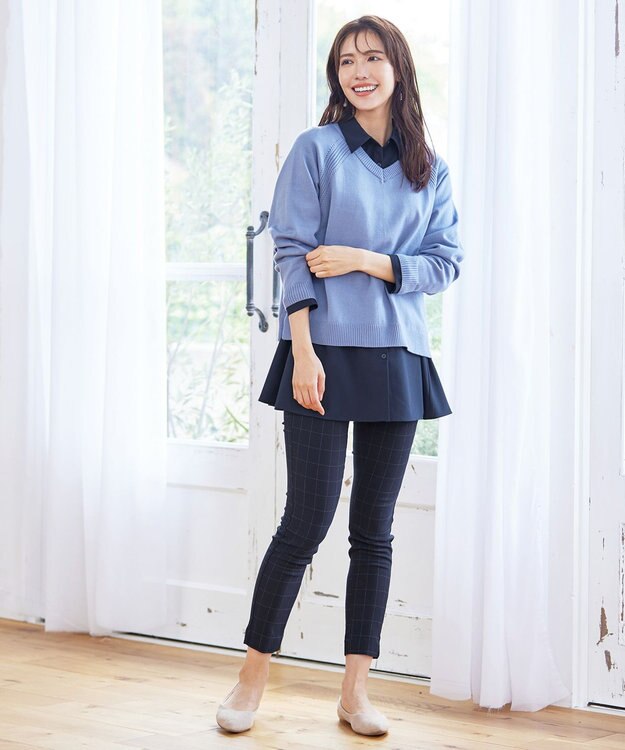 Tiaclasse 【洗える】ストレッチスリムパンツ ネイビー