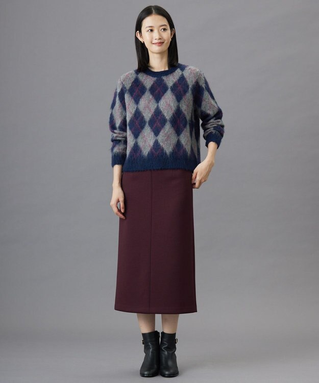 J.PRESS LADIES L 【WEB限定カラーあり・洗える】ダンボール ナロー スカート 【WEB限定】ボルドー系