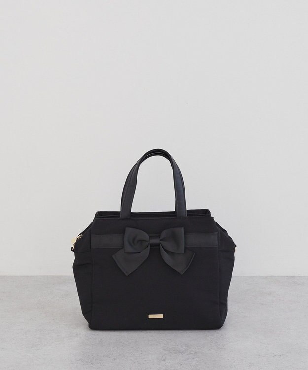 Maison de FLEUR グログランリボン3ルーム2Wayトートバッグ Black