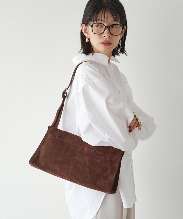 russet 【2025AW新作】スエード横長ショルダーバッグ(CE-1578) D.Brown