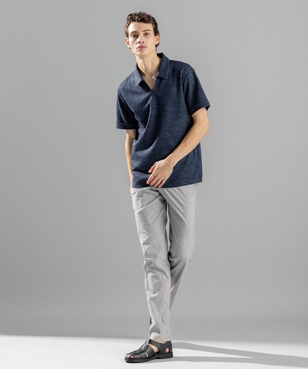 JOSEPH HOMME 【WEB限定商品】トップヘリンボンジャージー　スキッパー ネイビー系