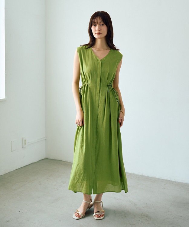 YECCA VECCA ドライタッチシアードロストワンピース Lime Green