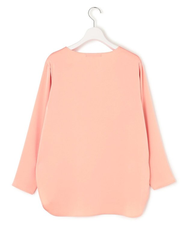 23区 L 【洗える】サテン ロングスリーブ Tシャツ ライトオレンジ系