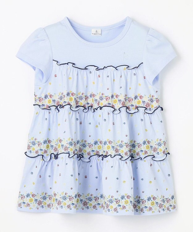 組曲 KIDS 【110-140㎝】ティアードフラワー チュニック サックスブルー
