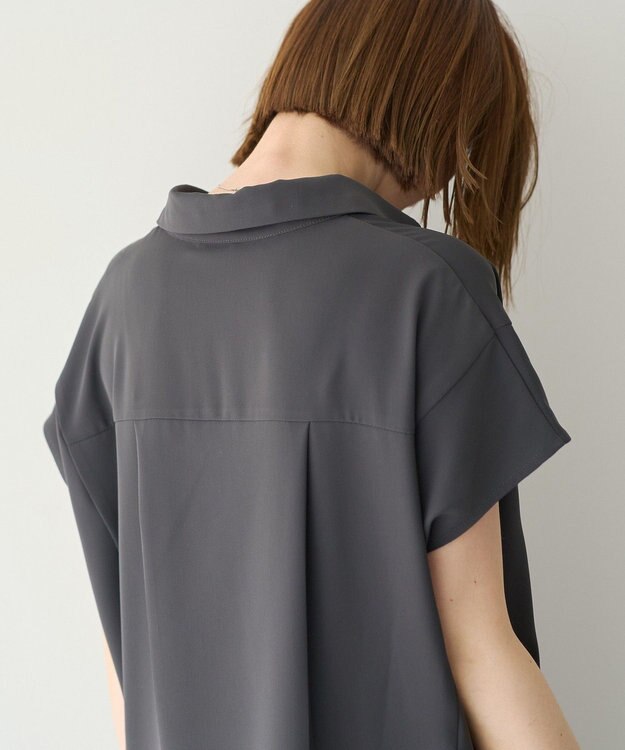 YECCA VECCA 【接触冷感】COOLスキッパーブラウス Charcoal Gray