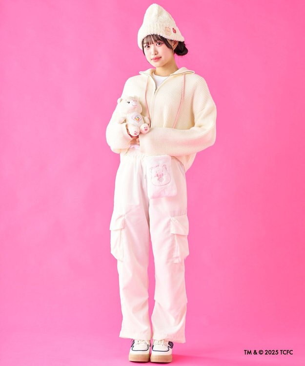 MOONBAT Care Bears(ケアベア) ボリュームへアリービーニー ニット帽 帽子 手洗い可能 オフホワイト