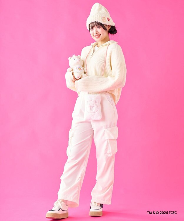 MOONBAT Care Bears(ケアベア) ボリュームへアリービーニー ニット帽 帽子 手洗い可能 オフホワイト