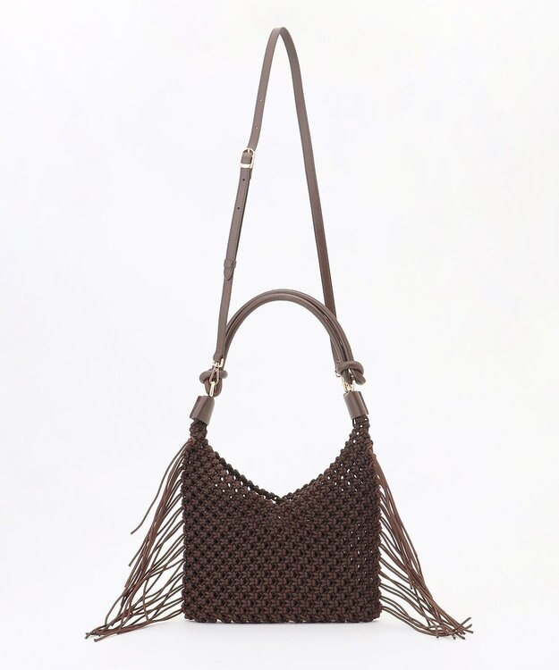 自由区 クロッシェフリンジ バッグ ダークブラウン