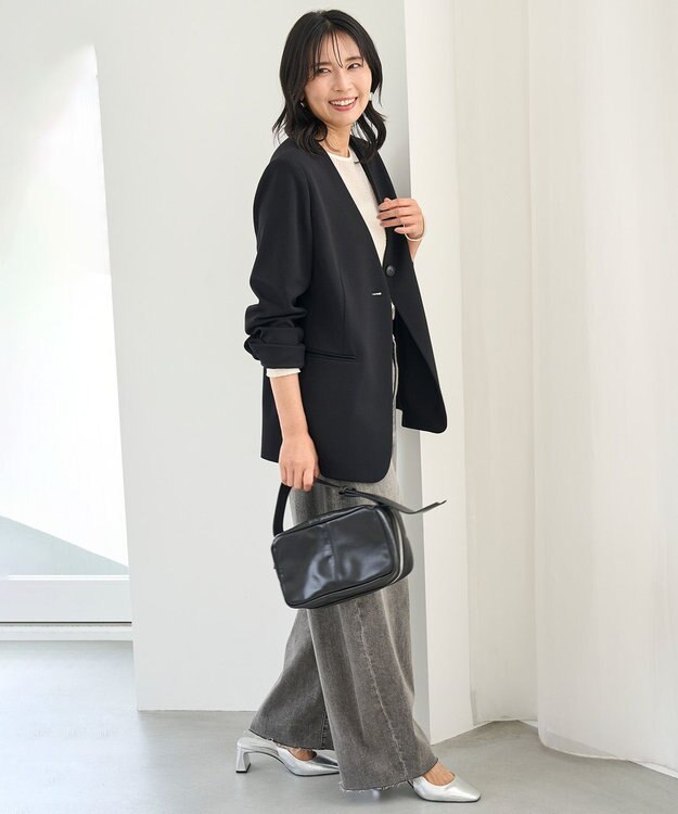 UNFILO BEAUTY MOVE ノーカラージャケット ブラック