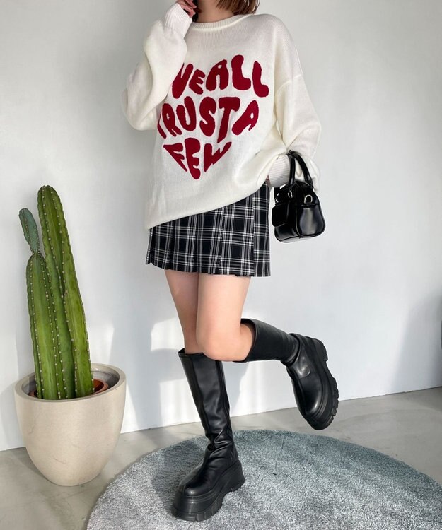 WEGO グラフィックBIGニットプルオーバー 柄1