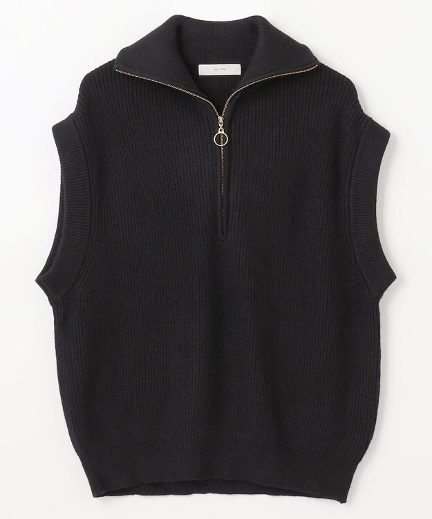 ANY ハーフジップニットベスト ブラック