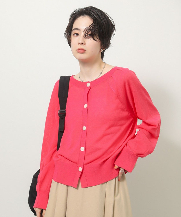 Green Parks 【しのばせカーデ】ポケッタブルＵＶカットニットカーディガン Pink