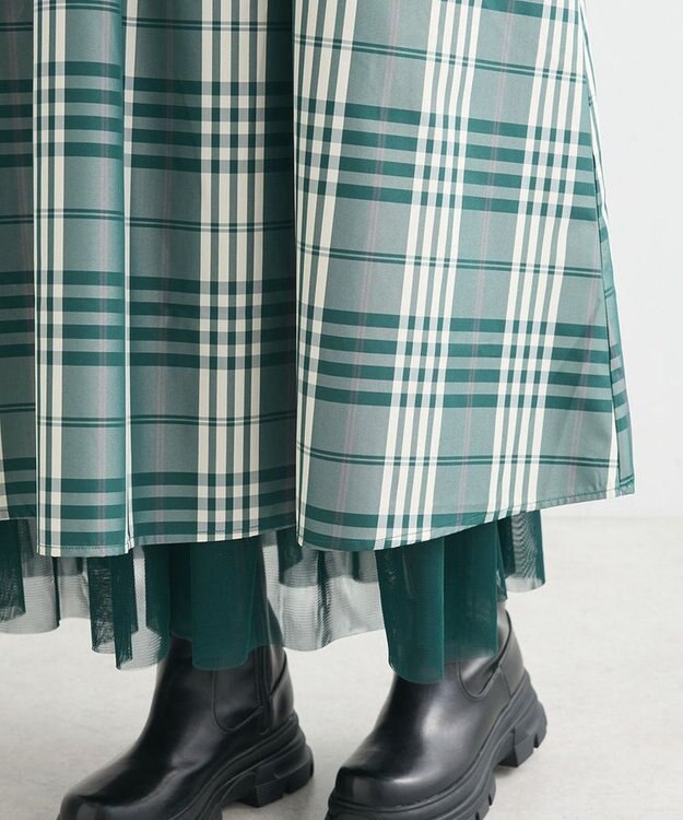 Green Parks ・ＳＵＧＡＲ　ＳＰＯＯＮ　チェックギャザーワンピース Green