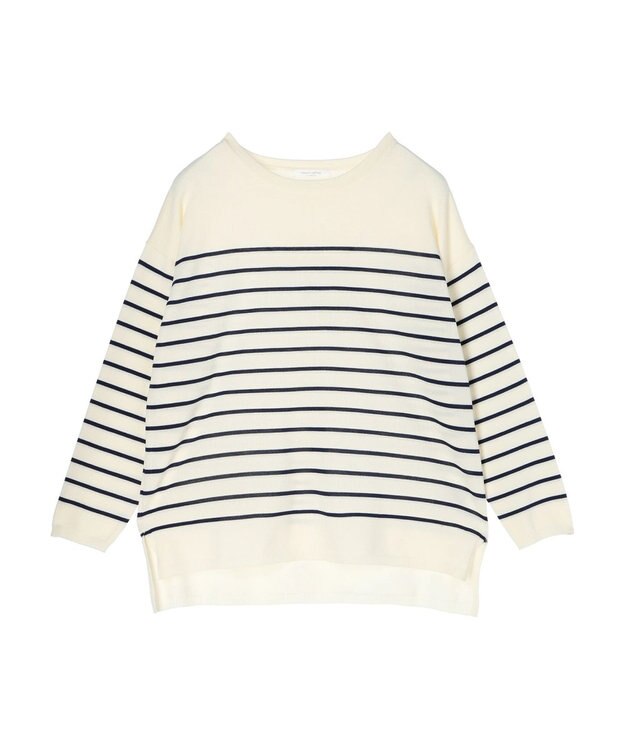 Green Parks ラメ入りボーダーニットプルオーバー Off White