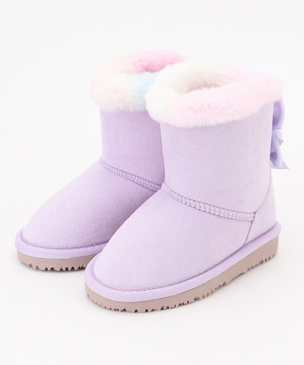 ANY KIDS フェイクムートンリボンブーツ オーロラ