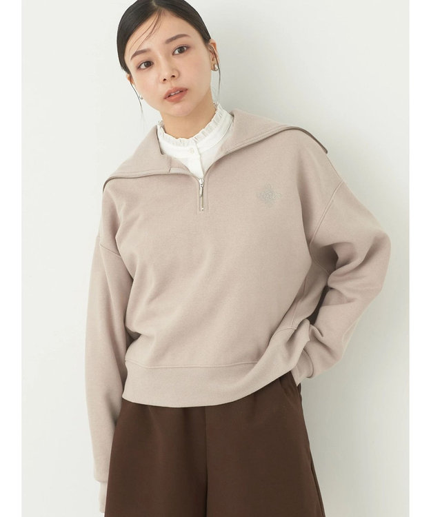 earth music&ecology ハーフＺＩＰ裏起毛プルオーバー Pink Beige