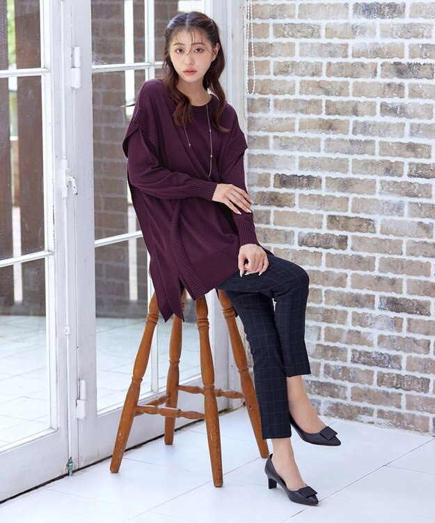 Tiaclasse 【洗える】ストレッチスリムパンツ ネイビー