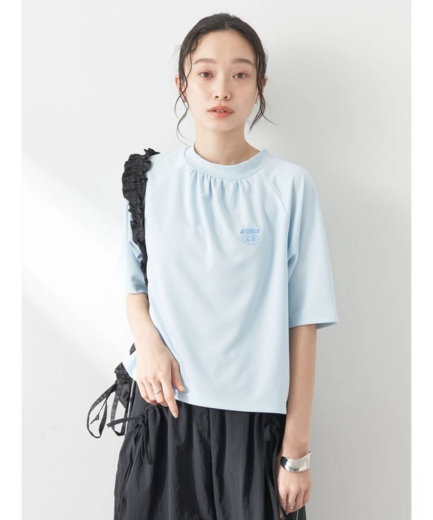 earth music&ecology スポーティー刺繍ロゴＴ Light Blue