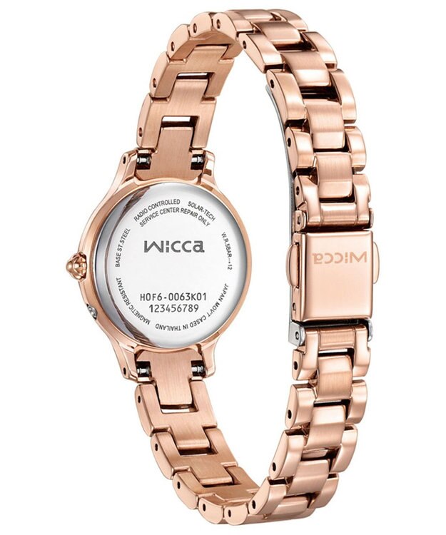 CITIZEN 【wicca】レトロクラシカルなソーラーテック電波時計 ベルト調整簡単 ギフトにぴったり ピンクゴールド