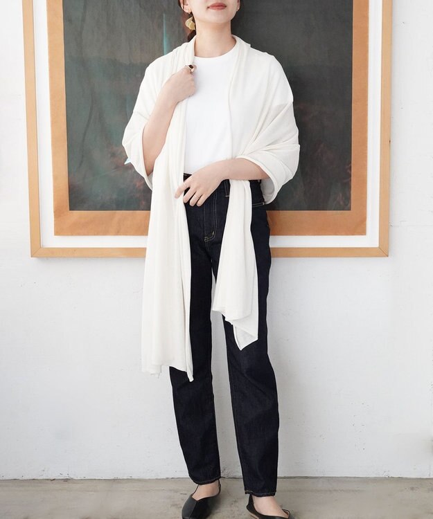 TOQUE 〈大草直子さんアドバイザー〉ウォッシャブルシルク×コットン大判ニット ストール オフ