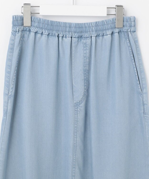 自由区 L 【セット可/洗える】テンセルデニム ロングスカート サックスブルー系