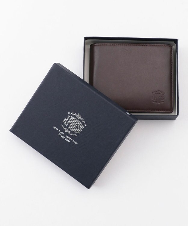 J.PRESS MEN 【MORPHO×J.PRESS】シープゴート 二つ折り財布(BOX小銭入れ付き札入) ダークブラウン系