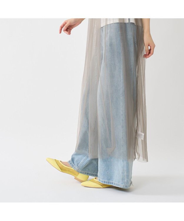 MODE ET JACOMO <carino>【レイン対応】メッシュポインテッドトゥパンプス イエロー