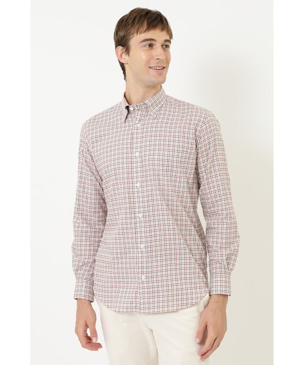 DAKS コットンミニチェックシャツ オレンジ