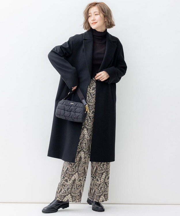 23区 【SLOW/一部店舗限定】シアーリブ タートルネックニット ブラック系