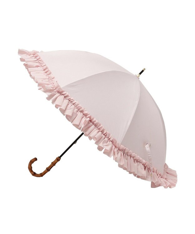 Maison de FLEUR 《晴雨兼用》遮光&UV CUT フリル傘 Pink