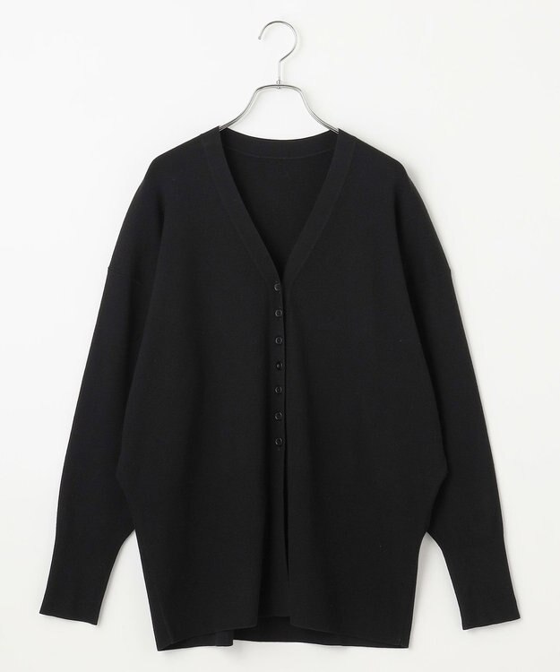 #Newans 【洗える】ファインボタンＶネックカーディガン ブラック