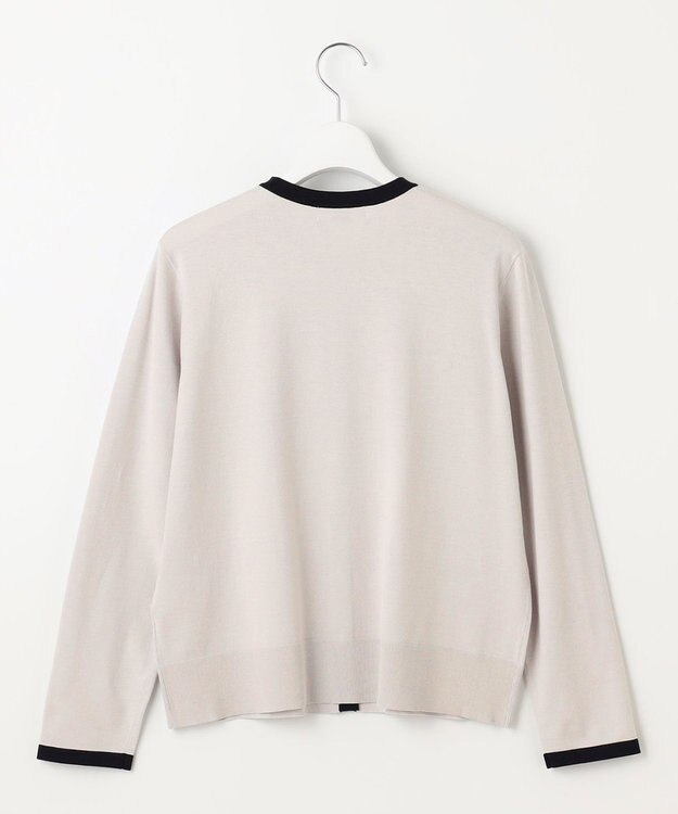 J.PRESS LADIES L 【洗える・ニットセット】TRIM TWIN ニット ライトグレー×ネイビー系