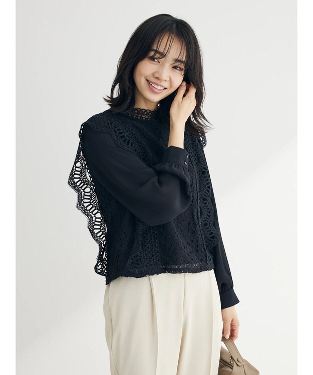 Green Parks ・Ｐｅｔｉｔ　Ｆｌｅｕｒ　イロイロレースブラウス Black