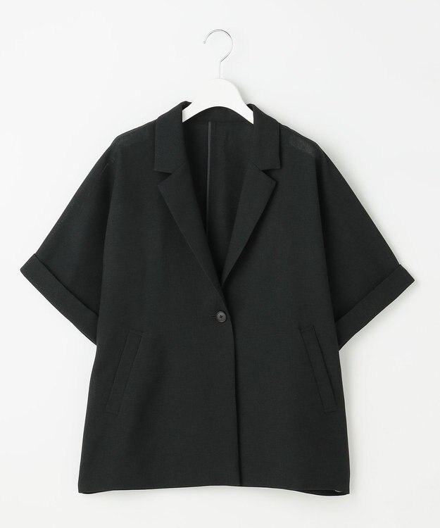 自由区 L 【人気素材・NEWアイテム】ラスティックメッシュハーフスリーブ ジャケット ブラック