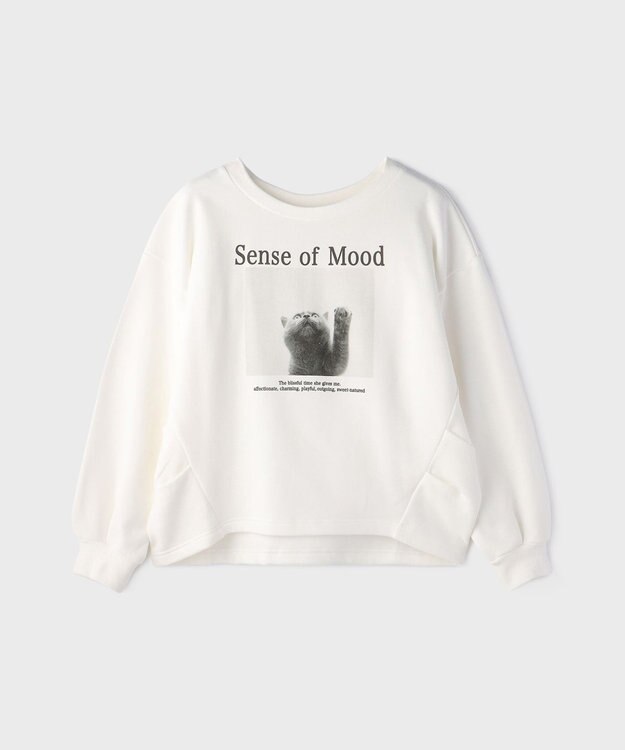 GRACE CONTINENTAL Catphoto裏毛トップ ホワイト