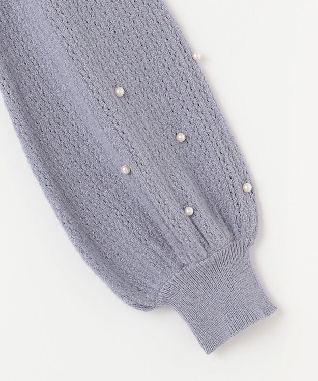 ANY SIS 【Oggi1月号掲載】モックネック袖パール調 ニット ライトブルー